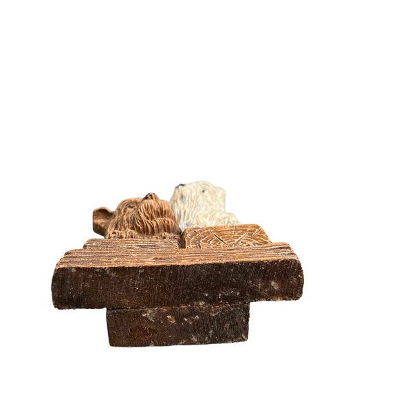 Swank Wood Carved Scotti Terriers Dog brush holder - Picture 4 of 5
